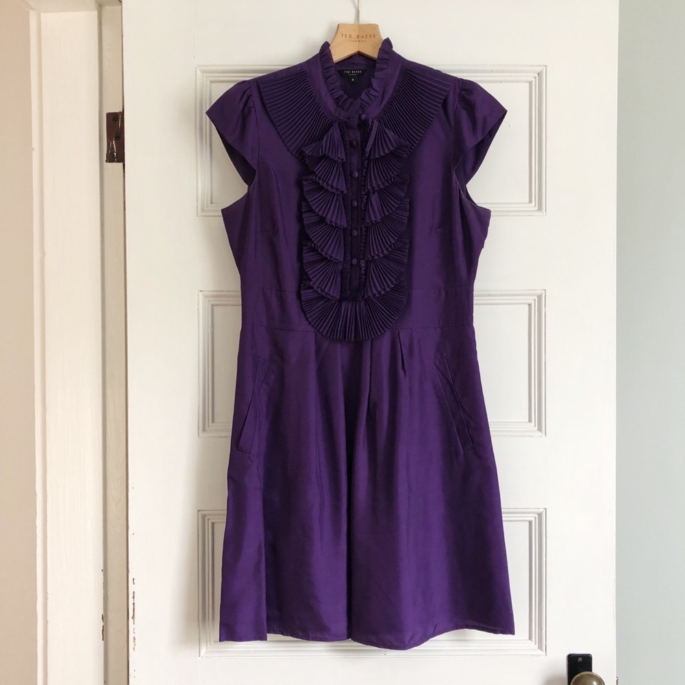 Dark purple silk Ted Baker cocktail dress